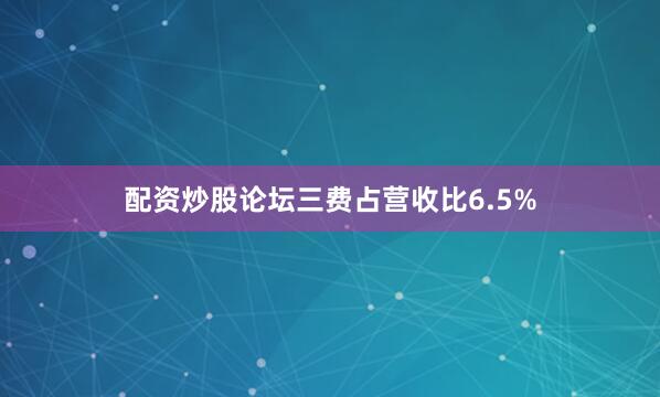 配资炒股论坛三费占营收比6.5%